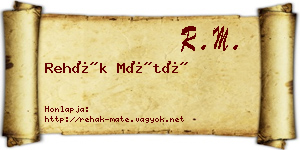 Rehák Máté névjegykártya